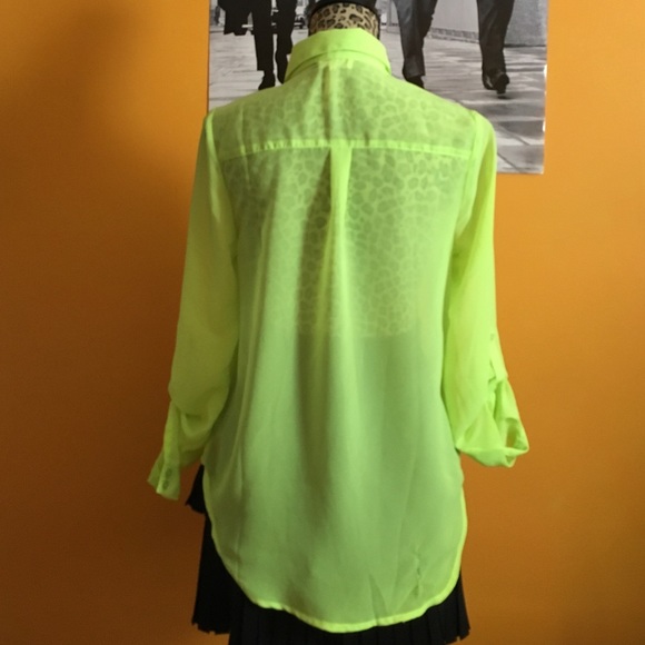 Neon sheer button down - Picture 3 of 4