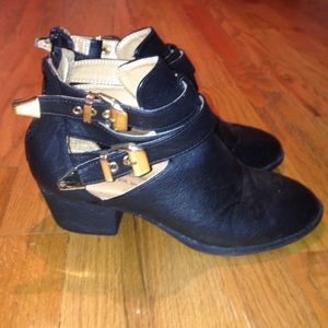 Black Gold Belt Booties