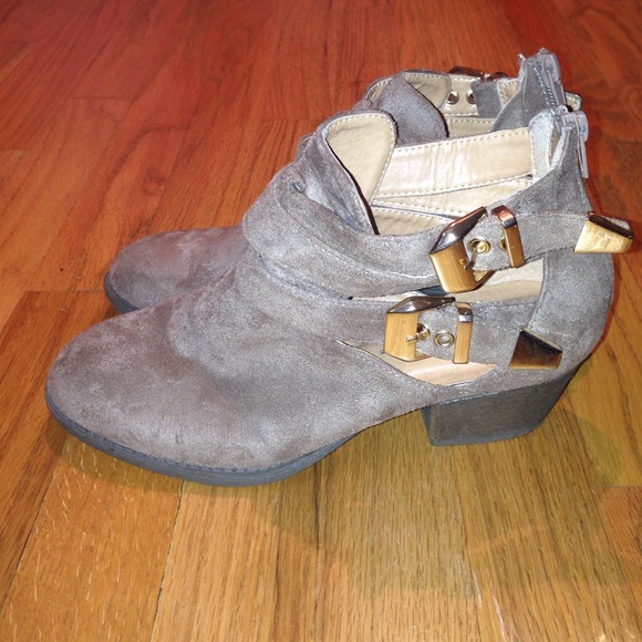 Tan Cutout Ankle Booties