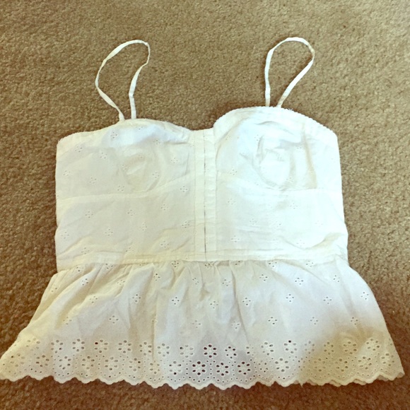 White eyelet hook closure camisole