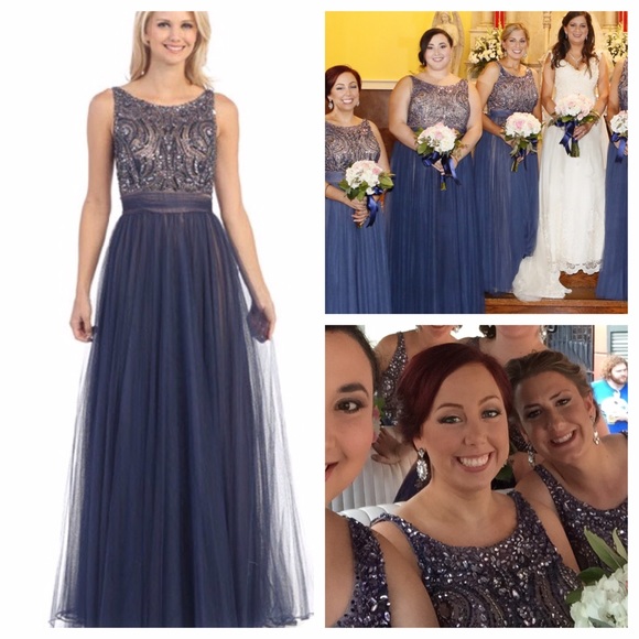 Navy blue prom gown