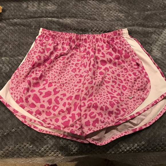 Nike dri fit pink leopard tempo shorts