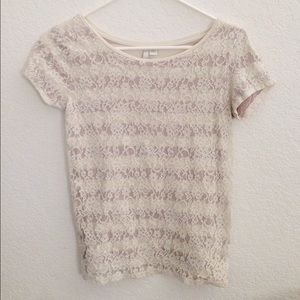 Lace striped t-shirt