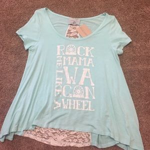 Teal Judith March top.
