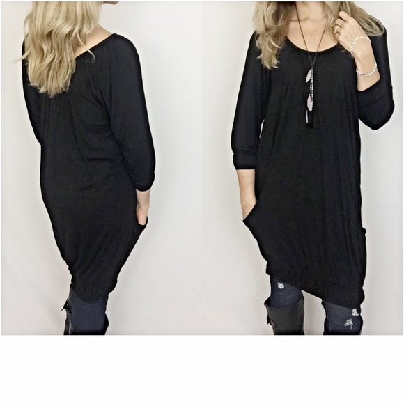 🛑SOLD🛑Extra Long Pocketed Black Tunic Med - Picture 2 of 3