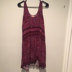 Maroon and Purple High-Low Ruffle Dress