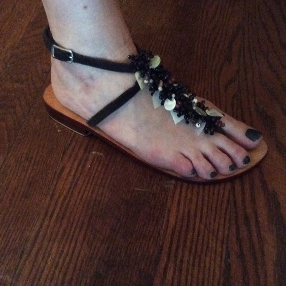 Summer bead/shell sandals - Picture 2 of 4