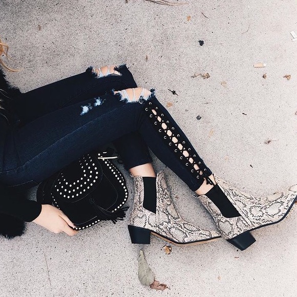 LF Shoes - LF Snakeskin Booties