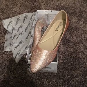 Blush pink sparkly flats