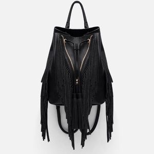 Zara fringed bucket-style backpack