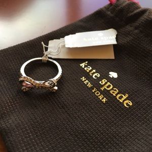Kate Spade Skinny Mini Pave Bow Ring, Silver