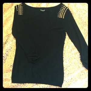 Black Express sweater with gold embellishments