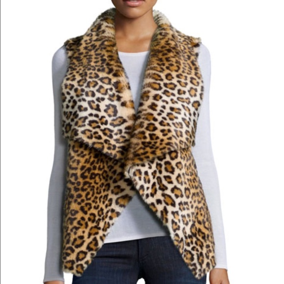 NWT Velvet Brand Dariana Faux Fur Vest in Leopard