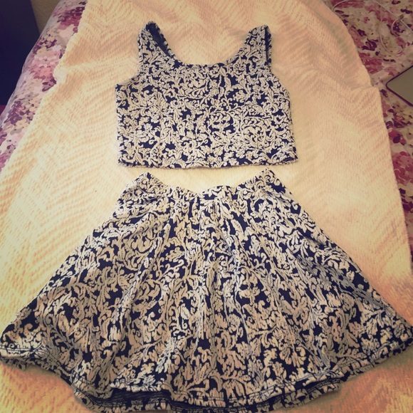 Cute two piece skater skirt and matching crop top!