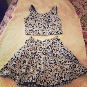 Cute two piece skater skirt and matching crop top!