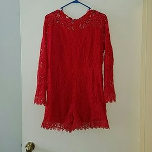 Brand new red lace romper