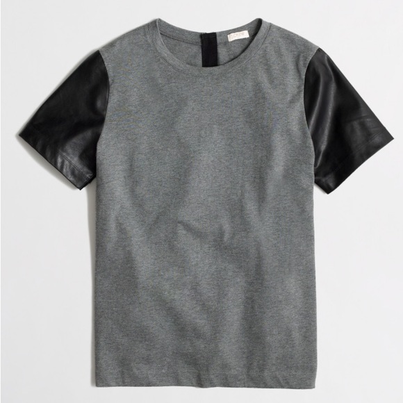 J. Crew Tops - J Crew Factory Leather Sleeve Top