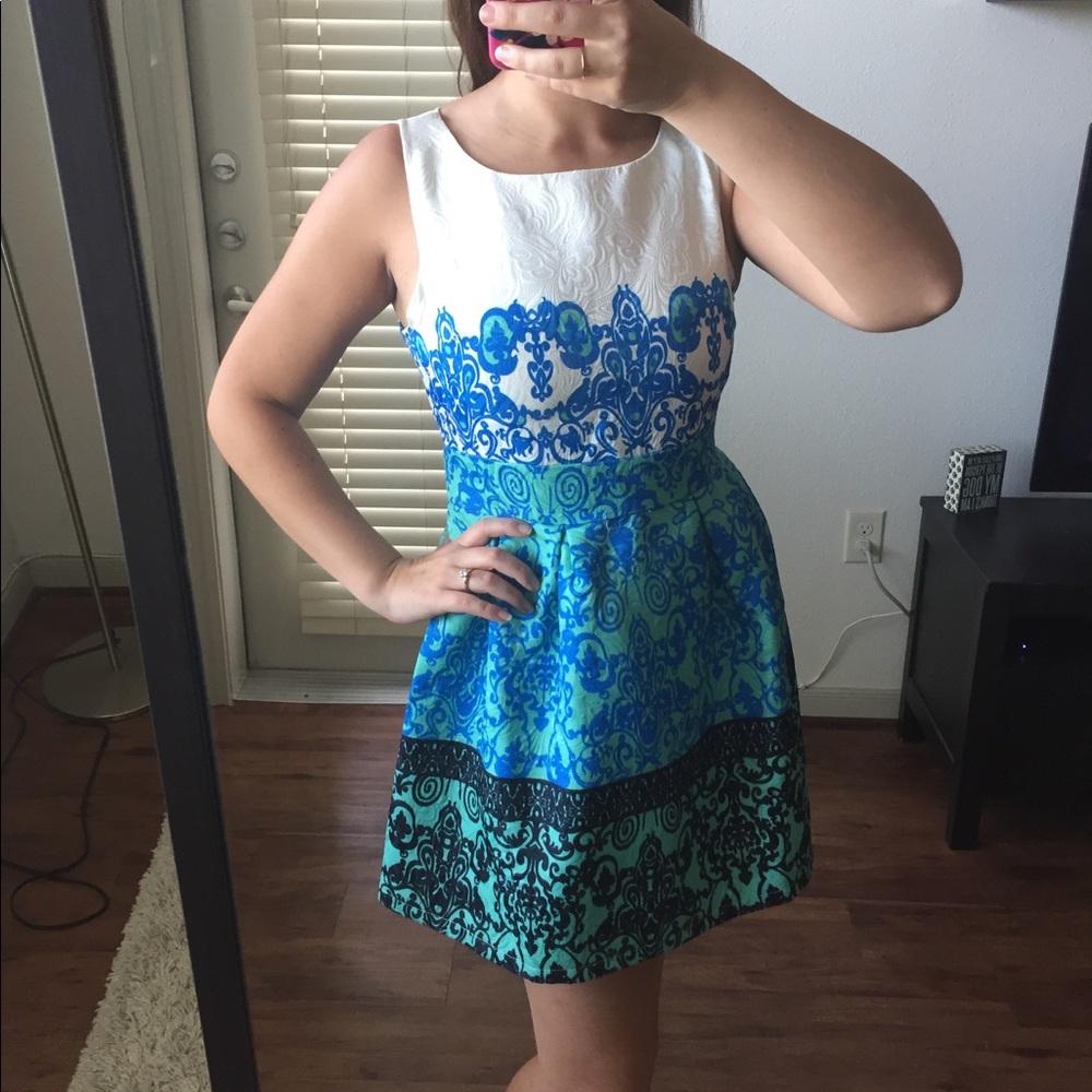 Vibrant Patterned Embossed Dress - image 1