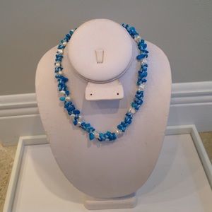 Fresh water Pearl and turquoise necklace