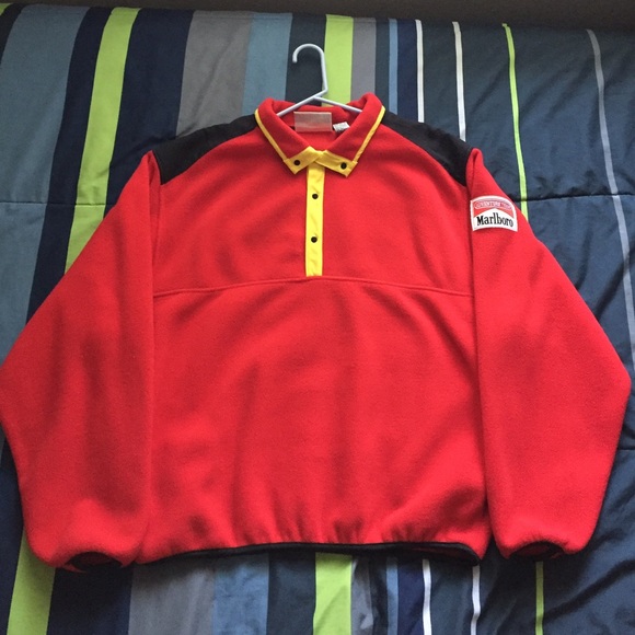 Adventure team red fleece jacket halfway button up - Picture 1 of 4