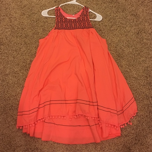 Free people inspired coral embroiders dress