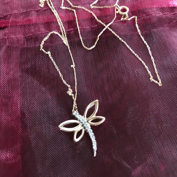 Gold Dragonfly with diamonds