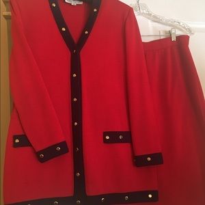 Classic St John red skirt suit