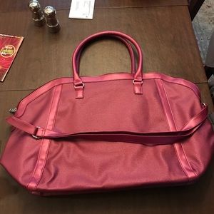 Maroon faux leather tote/travel bag
