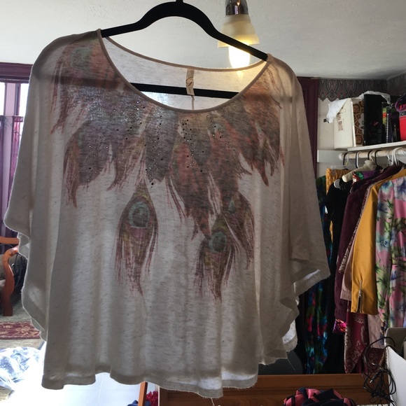 Funky neck apron w/ Rhinestones&Peacock Feathers - Picture 2 of 4