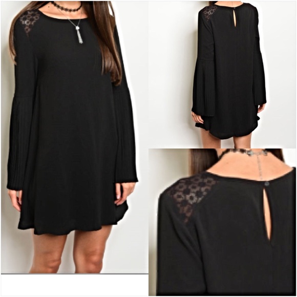 Stunning LBD Tunic Bell Sleeve Lined Slip Dress SM - Picture 4 of 4