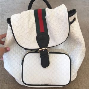 White green red Gucci backpack book bag