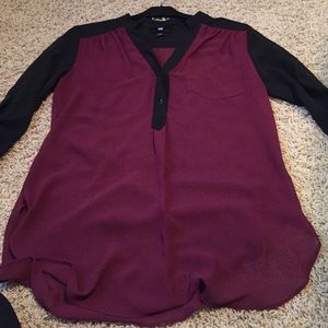 Sheer half button top