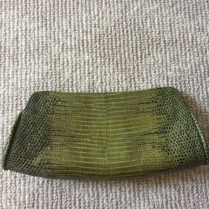 Green Snakeskin Leather Clutch