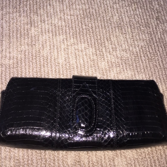 Black Snakeskin Leather clutch