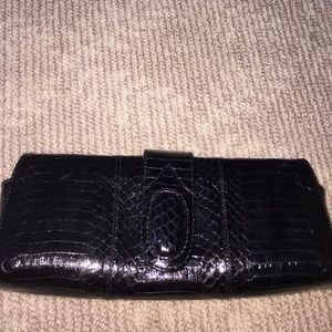 Black Snakeskin Leather clutch