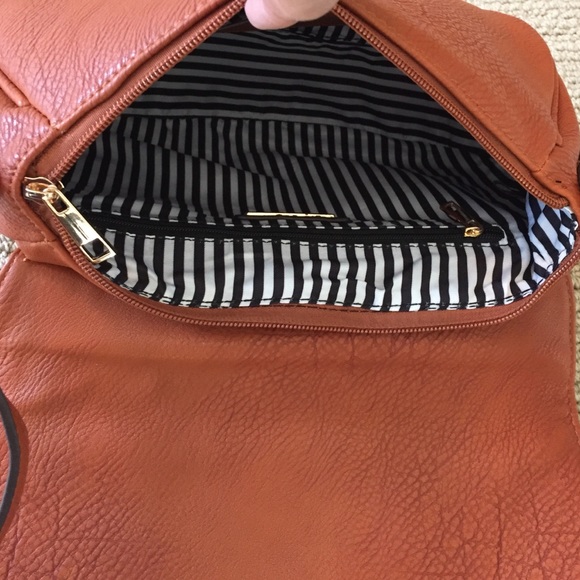 Perforated Detail Cognac Cross Body Saddle Bag - Picture 4 of 4