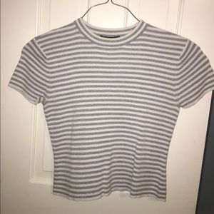 grey and white crop top