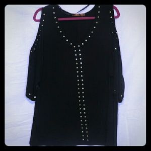 Black Cold Shoulder Studded Tunic