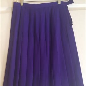 Deep purple pleated wool skirt