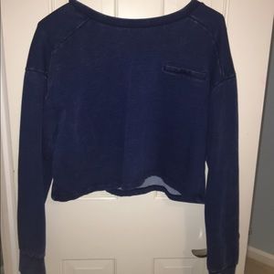 Navy blue long sleeve soft crop top