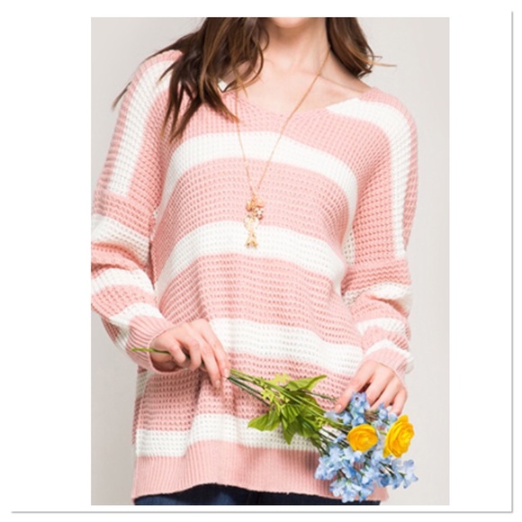 🌺HPx2🌺Long Sleeve V-Neck Striped Sweater - Picture 2 of 4
