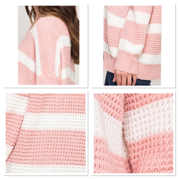 🌺HPx2🌺Long Sleeve V-Neck Striped Sweater - Picture 4 of 4