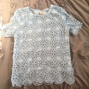 blue flower open shirt
