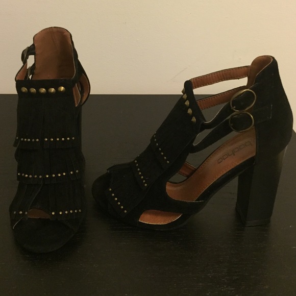 Black fringe heels NEVER WORN