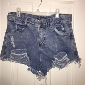 High waiters ripped jeans shorts