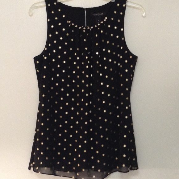 Sheer Sleeveless Black Top with Gold Accents - Picture 1 of 4