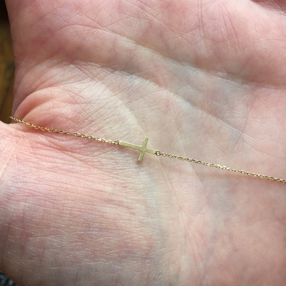 14K Yellow Gold Cross Adjustable Chain Necklace - Picture 3 of 4