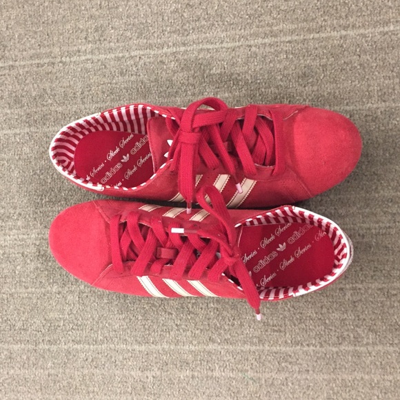 Adidas red tennis shoes