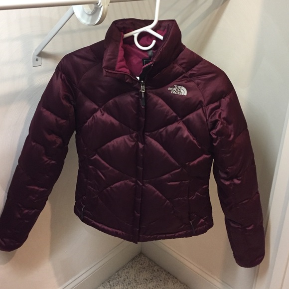burgundy North Face coat