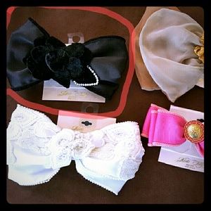 Black velvet and  satin bow on barrette